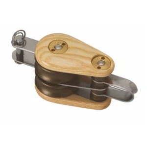 Wooden Block 30mm Double Fixed Eye & Becket