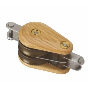 Wooden Block 64mm Double Fixed Eye & Becket