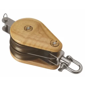 Wooden Block 30mm Double Swivel & Becket
